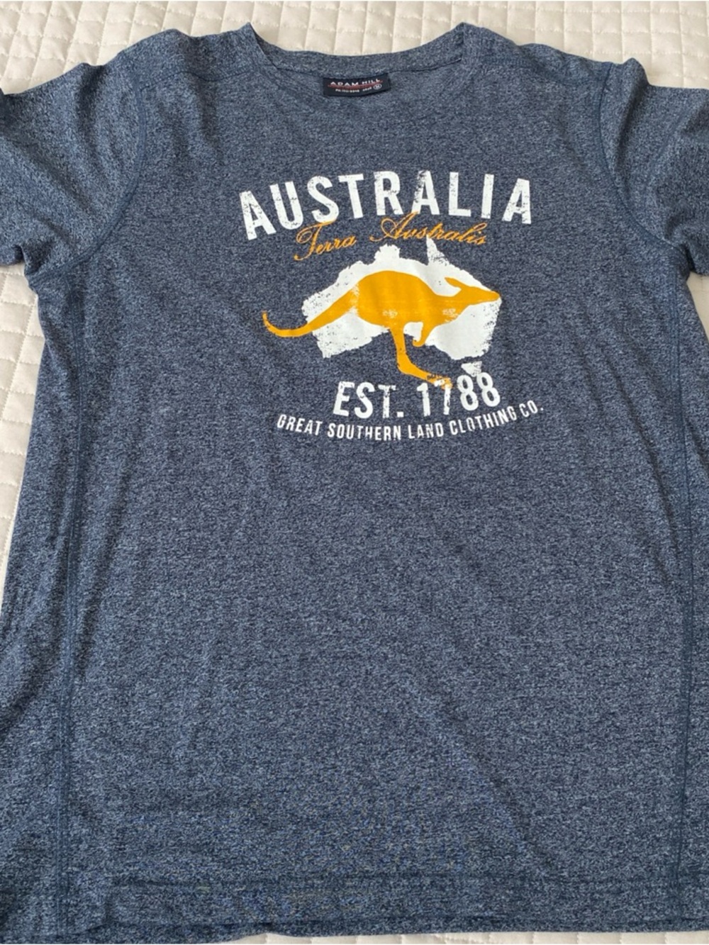 Adams Navy Blue Tee with Yellow Kangaroo Graphic - Picture 5 of 7